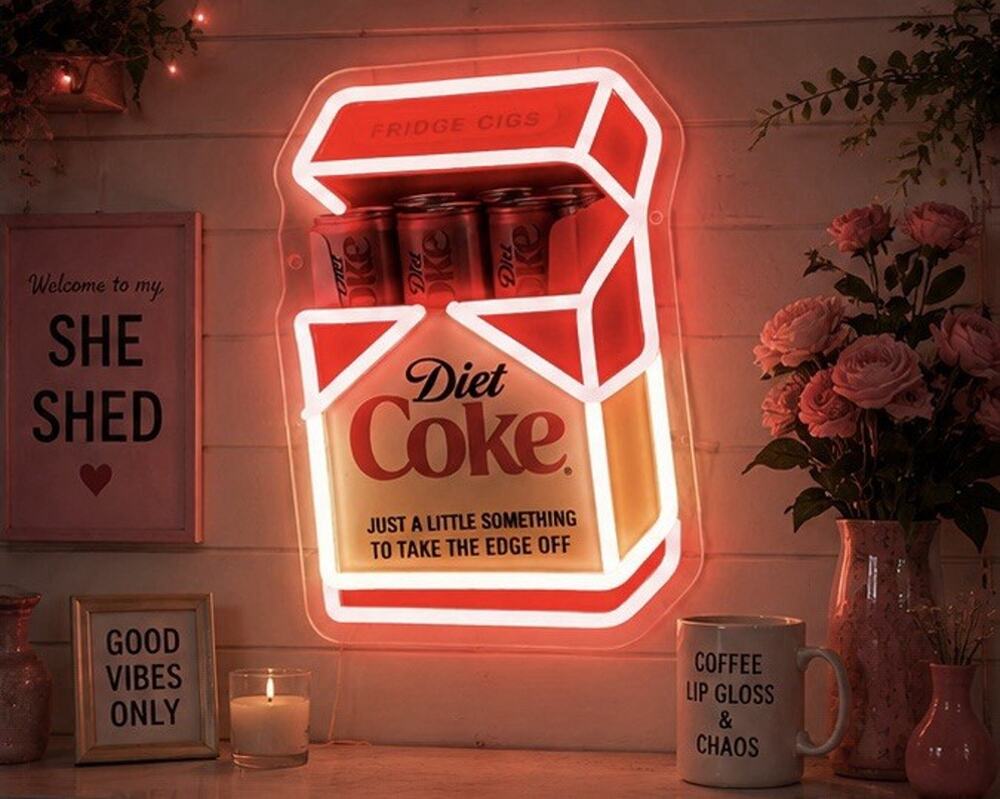 Diet Coke Cig Fridge “Just A Little Something To Take The Edge Off” LED 11.8x8.2